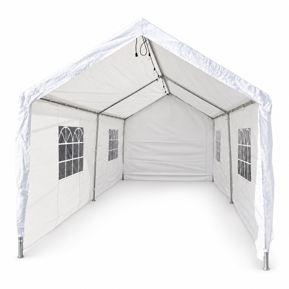 White 10x20 pole canopy rental